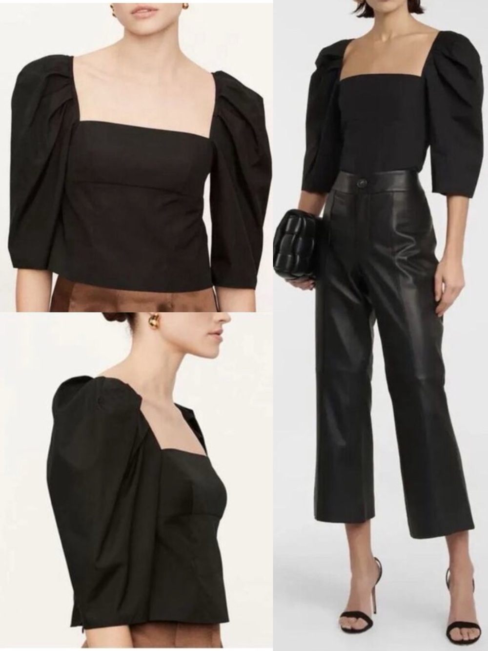 Vince Draped Long Sleeve Square Neck Top - NWT NEW